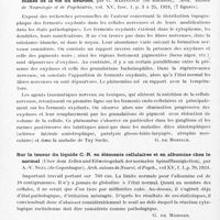 0172 - Page 120 - Analyses. Neurologie. Études générales. Physiologie. Le tonus d'attitude ; les dystonies d'attitude, par A. Thévenard. Société de biologie... / Nouvelle contribution à l'étude du rôle des ferments oxydants dans les phénomènes de la vie du neurone, par G. Marinesco... Arch. suisses de neurologie et de psychiatrie... / Sur la teneur du liquide C.-R. en éléments cellulaires et en albumine chez le normal (Uber dem Zellen und Eilweissgehalt der normalen Spinalflssnigkeiten), par A.-V. Neel... Arch. suisses de neurol. et psych... / La barrière hématoencéphalique dans les conditions normales et pathologiques, par L. Stern... Arch. suisses de neurologie et de psychiatrie...
