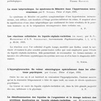 0176 - Page 124 - Analyses. Neurologie. Études générales. Sémiologie. Cécite transitoire ou durable sans signes ophtalmoscopiques chez les enfants par L. Genet. Journ. de médecine de Lyon... / La stase labyrinthique. Le syndrome de Ménière dans l'hypertension intracrânienne, par P. Sudaka. Thèse d'Alger, 1925 / Les réactions colloïdales du liquide céphalo-rachidien (en russe), par B.-N.-Mankowsky et S.-N. Scharavsky. Sovremennaïa Psychonevrologhia... / L'hyperglycorachie. Sa valeur sémiologique spécialement dans les affections psychiques, par Gache. Thèse d'Alger, 1924 / Le désalbumination des liquides de l'organisme et le dosage indirect des protéines. Application au liquide céphalo-rachidien, par Wuschendorff. Thèse d'Alger, 1924