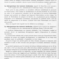 0180 - Page 128 - Analyses. Neurologie. Études spéciales. Cerveau. La thérapeutique des tumeurs cérébrales, rapport de Th. de Martel. VIIe Congrès de la Soc. internationale de chirurgie... / La thérapeutique des tumeurs cérébrales, rapport de Hans Brun... VIIe Congrès de la Soc. internationale de chirurgie... / La thérapeutique des tumeurs cérébrales, rapport de R. Lozano... VIIe Congrès de la Soc. internationale de chirurgie...