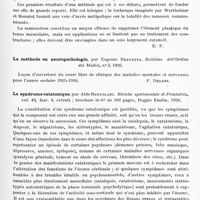 0301 - Page 249 - Analyses. Bibliographie. Chirurgie du sympathique. Chirurgie du tonus musculaire. La section des rameaux communicants, par P. Wertheimer et A. Bonniot. Préface du Prof. Leriche... Masson et Compagnie, éditeurs, Paris, 1926 / La méthode en neuropathologie, par Eugenio Bravetta. Bolletino dell'Ordine dei Medici... / Le syndrome catatonique, par Aldo Bertolani. Rivista sperimentale di Freniatria...
