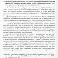0380 - Page 328 - Analyses. Neurologie. Études générales. Sémiologie. Immobilité pupillaire à la lumière dans un cas d'alopécie en aires d'origine endocrino-sympathique, par E. Herman, Encéphale... / La rachifibrinimétrie. Diagnostic de la nature inflammatoire ou mécanique des dissociations albumino-cytologiques du liquide céphalo-rachidien, par Léon Pollet, Gazette des hôpitaux... / Valeur de l'examen systématique du liquide céphalo-rachidien, par B. L. Crawford et A. Cantarow..., American J. of the med. Sciences...