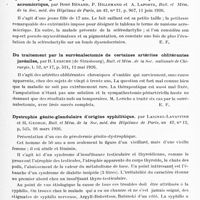0401 - Page 349 - Analyses. Neurologie. Études spéciales. Glandes à sécrétion interne et syndromes glandulaires. Valeur relative de l'opothérapie par ingestion et de la greffe thyroïdienne. Mongolisme et myxoedème, formes associées, par Léopold-Lévi, Bull. de la Soc. de méd. de Paris... / Syndrome pluriglandulaire thyro-surrénal avec sclérodactylie : le nanisme acromicrique, par René Bénard, P. Hillemand et A. Laporte, Bull. et mém. de la Soc. de méd. des hôpitaux de Paris... / Du traitement par la surrénalectomie de certaines artérites oblitérantes juvéniles, par R. Leriche..., Bull. et mém. de la Soc. nationale de chirurgie... / Dystrophie génito-glandulaire d'origine syphilitique, par Laignel-Lavastine et H. George, Bull. et mém. de la Soc. méd. des hôpitaux de Paris... / Recherches anatomiques et histophysiologiques sur les voies excrétrices du testicule chez les mammifères, par Jacques Benoit..., imprimerie Alsacienne, Strasbourg, 1925