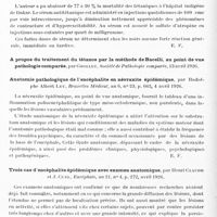 0412 - Page 360 - Analyses. Neurologie. Études spéciales. Infections et intoxications. Contribution à la thérapeutique sérique du tétanos déclaré, par Marcel Flogny, Thèse d'Alger, 1924 / Sulfate d'atropine et sérothérapie dans le traitement du tétanos, par Lhuerre. Société de pathologie exotique... / Anatomie pathologique de l'encéphalite en névraxite épidémique, par Rodolphe Albert Ley, Bruxelles médical... / Trois cas d'encéphalite épidémique avec examen anatomique, par Henri Claude et J. Cuel, Encéphale...