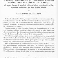 0428 - Page 376 - III. Troubles sensitivo-moteurs d'aspect radiculaire et troubles d'aspect cérébelleux par lésion corticale (A propos d'un cas de paralysie cubitale atypique, avec dysmétrie et léger tremblement intentionnel, par lésion corticale probable), par Gustave Roussy et Gabrielle Levy