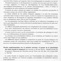 0556 - Page 500 - Analyses. Neurologie. Études générales. Physiologie. Propositions fondamentales sur l'activité du cortex cérébral, par W. Bechterew. Pftüger's Archiv für die gesamte Physiologie des Menschen und der Tiere... / Etudes expérimentales sur le système nerveux. A propos de la physiologie des lobes frontal et temporal, par Spiegel et Kyazd Hotta. Pflüger's Archiv für die gesamte Physiologie des Menschen und der Tiere...