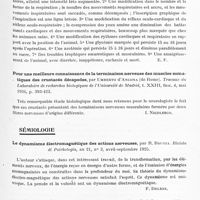 0559 - Page 503 - Analyses. Neurologie. Études générales. Physiologie. Recherches expérimentales sur les fonctions organo-végétatives du cervelet, par Victor Papilian et Haralambe Cruceanu. J. de physiologie et de pathol. gén... / Pour une meilleure connaissance de la terminaison nerveuse des muscles somatiques des crustacés décapodes, par Umberto d'Ancona... Travaux du laboratoire de recherches biologiques de l'Université de Madrid... / Sémiologie. Le dynamisme électromagnétique des actions nerveuses, par R. Brugia. Rivista di Psichologia... / Le réflexe oculo-cardiaque, par Fr. Van Dooren... Bruxelles médical...