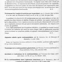 0718 - Page 662 - Analyses. Thérapeutique. La récupération fonctionnelle des grandes paralysies, par Georges Guillain et G. Bidou. Bull. de l'Académie de médecine... / Traitement de l'angine de poitrine par le gardénal, par A. Sézary, Bull. et mém. de la Soc. méd. des hôpitaux de Paris... / Céphalée rebelle après rachianesthésie, par M. Arnaud, Soc. de chirurgie de Marseille... / Actions des extraits post-hypophysaires sur le péristaltisme intestinal et sur la constipation, par P. Carnot et E. Terris, Paris médical...