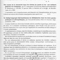 0719 - Page 663 - Analyses. Thérapeutique. Cancer de la vessie et roentgenthérapie profonde, par A. Gunsett..., Journal de radiologie et d'électrologie... / Des causes de la chronicité dans les ulcères de jambe et sur une méthode générale de traitement, par R. Leriche et R. Fontaine, Réunion dermatologique de Strasbourg..., in Bulletin de la Soc. fr. de dermatologie... / Le diéthyl-isopropyl-allyl-barbiturate de diéthylamine dans les états psychopathiques et névropathiques, par Dodard des Loges, Thèse de Toulouse..., 1925