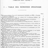 0005 - Page 1 - Année 1928. Tables du tome I. I. Table des mémoires originaux