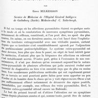 0085 - Page 29 - Mémoires originaux. IV. De la réaction myodystonique, par Ernst Melkersson. Service de médecine de l'hôpital général Sahlgren de Gotheborg (Suède). Médecin-chef : C. Söderbergh