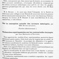 0117 - Page 61 - Société de neurologie de Paris. Séance du 5 janvier 1928. Communications et présentations. A propos du procès-verbal de la précédente séance. Sympatho-myome artériel de l'utérus, par G. Durante et Lemeland / Sur la conception actuelle des tumeurs méningées, par MM. Roussy et Cornil / Recherches expérimentales sur les centres bulbo-laryngés, par Ivan Bertrand et Truffert