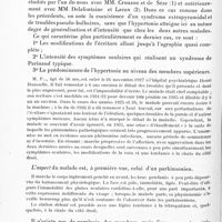 0172 - Page 112 - Société de neurologie de Paris. Séance du 12 janvier 1928. Communications et présentations. Dysgraphie hypertonique et syndrome de Parinaud chez un pseudo-bulbaire extrapyramidal, par M. Alajouanine, Mme Schiff, MM. Schiff et Montassut