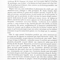 0180 - Page 120 - Société de neurologie de Paris. Séance du 12 janvier 1928. Communications et présentations. Comportement des réflexes plantaires au cours du sommeil dans une affection extrapyramidale, par M. Tournay / Le phénomène des orteils provoqué par friction du dos du pied, par M. Roch... présenté par M. O. Crouzon / Syndrome de compression médullaire par fongosités tuberculeuses épidurales consécutives à une minime ostéite d'une lame vertébrale avec arrêt en dôme du lipiodol, par M. Botreau-Roussel. (Présenté par MM. Sicard et Haguenau)