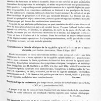 0225 - Page 165 - Analyses. Neurologie. Études spéciales. Moelle. Contribution à l'étude de la lymphogranolatose de la moelle, par C.-I. Urechia et I. Goia, Presse médicale... / Contribution à l'étude clinique de la syphilis spinale inférieure avec xantochromie, par Gaston Aboulker, Thèse d'Alger, 1927 / Tabes de l'âge de croissance, par Jorge Orgaz. Revista del Circulo medico de Cordoba... / Les rapports du tabes et de la paralysie générale, par B. Dujardin. Annales des maladies vénériennes...