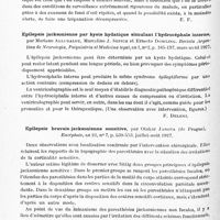 0380 - Page 320 - Analyses. Neurologie. Études spéciales. Cerveau. La radiothérapie dans les tumeurs cérébrales. Indications et résultats, par H. Baruk. Paris médical... / Epilepsie jacksonienne par kyste hydatique simulant l'hydrocéphale interne, par Mariano Alluralde, Marcelino J. Sepich et Ernesto Dowling. Revista Argentina de Neurologia, Psiquiatria el Medicina legal... / Epilepsie bravais-jacksonienne sensitive, par Otakar Janota... Encéphale...
