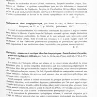0399 - Page 339 - Analyses. Neurologie. Études spéciales. Névroses. Contribution à l'étude de la pathogénie de l'accès d'épilepsie, par A. Popea et G. Eustatziou. Presse médicale... / Épilepsie et choc anaphylactique, par Henri Claude et Marcel Montassut. Encéphale... / Épilepsie, absences et vertiges chez les dyspeptiques. Contribution à la pathogénie des épilepsies réflexes, par René A. Gutmann. Presse médicale...