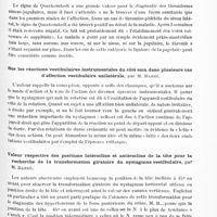 0501 - Page 441 - Sociétés. Réunion oto-neuro-oculistique de Strasbourg. Séance du 18 février 1928. Etat des réactions vestibulaires et opto-cinétiques dans un cas d'hémorragie cérébrale, par Barré et Lieou / Quelques considérations sur le signe de Queckenstedt à propos d'un cas de thrombophlébite du sinus latéral opéré et guéri, par C. Canuyt et A. Klotz / Sur les réactions vestibulaires instrumentales du côté sain dans plusieurs cas d'affection vestibulaire unilatérale, par M. Barré / Valeur respective des positions latérocline et antérocline de la tête pour la recherche de la transformation giratoire du nystagmus vestibulaire, par M. Barré