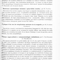 0503 - Page 443 - Sociétés. Société belge de neurologie. Séance de neuro-pédiatrie du 25 février 1928. Epilepsie myoclonique infantile, par M. Vermeylen / Amyotonie congénitale, par MM. Lorthioir et Cornet / Syndrome spasmodique bilatéral (spina-bifida occulta), par M. Parisel / A propos d'un cas de complication nerveuse de la rougeole, par M. Plumier-Clermont / Tumeur supra-sellaire à symptomatologie cérébelleuse, par L. Van Bogaert et Paul Martin
