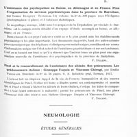 0505 - Page 445 - Analyses. Bibliographie. Les obsédés, par Raymond Mallet... Préface du Dr Séglas..., Gaston Doin et Compagnie, éditeurs, Paris, 1928 / L'assistance des psychopathes en Suisse, en Allemagne et en France. Plan d'organisation de services psychiatriques dans la province de Barcelone, par Tomas Busquet Teixidor... / Pinel et le renouvellement de l'assistance des aliénés. Ses précurseurs. Les prédécesseurs italiens : Giuseppe Daquin et Vincenzo Chirurgi, par Emilio Padovani..., Ferrare, 1927 / Neurologie. Études générales. Anatomie pathologique. Considérations biologiques et morphogénétiques sur la microcéphalie vraie. Un microcéphale vrai de quatre mois dont le cerveau ne pesait que 25 gr. (Biologisches und Morphogenetisches über die Mikrocephalia vera. 4 monatiger echter mikrocephalus miteinem Hirngewicht von mir 25 gr.), C. von Monakow. Archives suisses de neurologie et de psychiatrie...