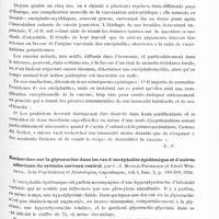 0523 - Page 463 - Analyses. Neurologie. Etudes spéciales. Infections et intoxications. Encéphalite postvaccinale (Encephalitis after vaccination), par D. Wiersma. Acta Psychiatrica et Neurologica... / Les encéphalopathies postvaccinales et leur pathogénie, par Voizard et Baize. Gazette des hôpitaux... / Recherches sur la glycorachie dans les cas d'encéphalite épidémique et d'autres affections du système nerveux central, par C.-J. Munch-Petersen et Knud Winther. Acta Psychiatrica et Neurologica...