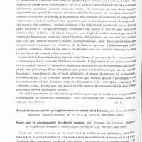 0528 - Page 468 - Analyses. Psychiatrie. Études générales. Sémiologie. Catatonie et syndromes extrapyramidaux, par P. Guiraud. Paris médical... / Essai sur la personnalité du débile mental, par Etienne De Greeff. Journal de psychologie normale et pathologique...