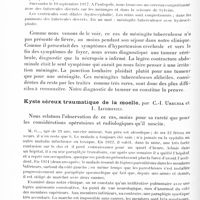 0640 - Page 580 - Société de neurologie de Paris. Séance du 29 mars 1928. Communications et présentations. Méningite tuberculeuse ayant simulé une tumeur, par C.-I. Urechia / Kyste séreux traumatique de la moelle, par C.-I. Urechia et I. Iacobovici