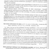 0700 - Page 640 - Analyses. Neurologie. Études spéciales. Moelle. Tabes, cécité et tabes amaurotique, par Ardin-Delteil et Lévi-Valensi. Algérie médicale... / Les crises radiculaires du tabes, par B. Dujardin... Annales des maladies vénériennes... / Crise gastrique tabétique avec hématémèse mortelle, par Rabot. Bulletin de la Société française de dermatologie et de syphiligraphie...