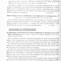 0710 - Page 650 - Analyses. Neurologie. Études spéciales. Glandes à sécrétion interne et syndromes glandulaires. Résultats durables du traitement d'un syndrome adiposo-génital par les rayons X, par Viallet. Algérie médicale... / Hyperthyroïdisme provoqué par la thyroxine synthétique chez un malade atteint d'un syndrome pluriglandulaire avec sclérodermie et cataracte, par P. Sainton et H. Mamou. Bulletins et mémoires de la Société médicale des hôpitaux de Paris... / Etude clinique d'un cas de Basedow, de sclérodermie et d'ostéomalacie, par J. Morawiecka. Neurologia Polska... / Infections et intoxications. Le phénomène de floculation des toxines diphtérique et tétanique vis-à-vis de leurs antitoxines, par S. Schmidt. Annales de l'Institut Pasteur... / Le mécanisme des variations de la virulence des virus herpétiques et herpéto-encéphalitiques, par C. Levaditi, V. Sanchis-Bayarri et L. Reinie. Annales de l'Institut Pasteur...