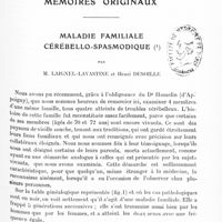 0725 - Page 665 - Mémoires originaux. Maladie familiale cérébello-spasmodique, par M. Laignel-Lavastine et Henri Desoille