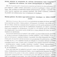 0798 - Page 738 - Sociétés. Société de psychiatrie. Séance du 26 avril 1928. Le traitement préventif des accidents d'intolérance à la ponction lombaire par le chlorure de calcium intraveineux / Action sédative et suspensive du calcium intraveineux dans l'angoisse et l'agitation des anxieux, les crises névropathiques et l'épilepsie / Roman policier. Du délire type hallucinatoire chronique au délire d'imagination