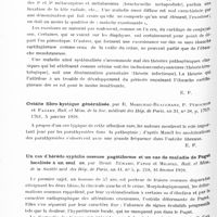 0846 - Page 786 - Analyses. Neurologie. Études spéciales. Dystrophies. Sur la maladie exostosante, dite « exostoses ostéogéniques multiples », par André Léry, R.-J. Weissenbagh et J.-A. Lièvre. Bull. et mémoires de la Soc. médicale des hôp. de Paris... / Ostéite fibro-kystique généralisée, par R. Morichau-Beauchant, P. Pérochon et Fagart. Bull. et mém. de la Soc. médicale des hôp. de Paris... / Un cas d'hérédo-syphilis osseuse pagétiforme et un cas de maladie de Paget localisée à un seul os, par Henri Bénard, Fatou et Milhiel. Bull. et mém. de la Société méd. des hôp. de Paris...