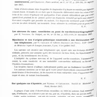 0852 - Page 792 - Analyses. Neurologie. Études spéciales. Névroses. La rachimétrie de la crise épileptique, par René Schrapf... Presse médicale... / La médecine légale des crises convulsives épileptiques et pithiatiques. Crises anniversaires, par Chavigny. Paris médical... / Myoclonies et tics d'origine pithiatique consécutifs à une électrocution chez une téléphoniste, par O. Crouzon et Gilbert Dreyfus... XIIe Congrès de médecine légale de langue française... / Sur quelques cas d'hystérie, par Nayrac et Créancier. Société de médecine du Nord... / Sur un cas d'hémiplégie hystérique avec troubles végétatifs (Un cas de hemiplegie isterica însotit de turburari vegetative), par G. Marinesco, Marie Nicolesco et O. Sager... Spitalul...