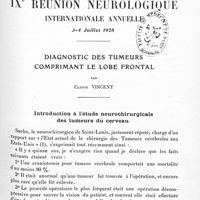 0861 - Page 801 - IXe Réunion neurologique internationale annuelle. 3-4 juillet 1928. Diagnostic des tumeurs comprimant le lobe frontal, par Clovis Vincent