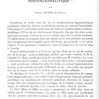 0102 - Page 40 - Mémoires originaux. Un curieux tic de la langue d'origine vraisemblablement postencéphalitique, par Charles Dubois...