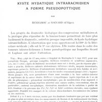 0108 - Page 46 - Mémoires originaux. Kyste hydatique intrarachidien à forme pseudopottique, par Benhamou et Goinard...