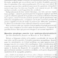 0148 - Page 86 - Société de neurologie de Paris. Séance du 10 janvier 1929. Un cas d'hémiplégie pleurale, évoluant rapidement vers la mort, avec ramollissement blanc de la région temporo-occipitale, par M. Léon Tixier, Ivan Bertrand, S. de Sèze et Paul Ducas / Myoathie atrophique associée à un syndrome pluriglandulaire, par Jean Lhermitte, Jacques de Massary et Yves Dupont