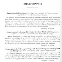0180 - Page 118 - Analyses. Bibliographie. Experimentelle Neurologie (Physiologie und Pathologie des Nervensystems), par E. A. Spiegel, Berlin, 1928, S. Karger / Die paroxysmale Lähmung. Eine Studie über ihre. Klinik und Pathogenese, par Otakar Janota et Klement Weber, Berlin, 1928, S. Karger / Die peripherische Lähmungen. Diagnostik. Untersuchungstechnik. Prognostik und Therapie, par Toby Cohn, Berlin, 1927, Urban et Schwarzenberg / Die Angioarchitektonik der Grosshirnrinde, par R. A. Pfeifer, Berlin, 1928, Julius Springer