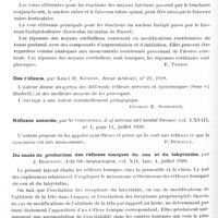0190 - Page 128 - Analyses. Neurologie. Études générales. Physiologie. Les fonctions des noyaux du cervelet d'après leur détermination par l'excitation faradique (The functions of the cerebellar nuclei as determined by faradic stimulation), par Frederik R. Miller et N. B. Laughton. Archives of Neurology and Psychiatry... / Des réflexes, par Knud H. Krabbe. Revue médicale... / Réflexes associés, par Austregesilo. J. of nervous and mental Disease... / Du mode de production des réflexes toniques du cou et du labyrinthe, par J. Beritoff. Acta Oto-laryngologica...