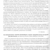 0196 - Page 134 - Analyses. Neurologie. Études spéciales. Cerveau. Considérations sur les hémianopsies périphériques et centrales (Algunas consideraciones sobre hemianopsias perifericas y entrales), par H. Lea-Plaza et C. E. Luque. Revista medica de Chile... / Le centralscotome (neuritis rétrobulbaire) comme symptôme focal de tumeur du lobe frontal, par Henning Ronne. Revue médicale... / Syndrome thalamique atypique, par Waldemiro Pires. Archivos Brasileiros de Medicina...