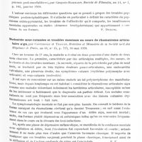 0215 - Page 153 - Analyses. Psychiatrie. Études spéciales. Psychoses toxiques et infectieuses. La réaction de Millon dans l'urine au cours des psychoses toxiques (La reazione di Millon de l'urina nelle psicosi tossiche), par Ermann Scheiner. Rivista di Patologia nervosa e lentale... / Psychopathologie des psychoses postencéphalitiques (Psicopatologia de las psicosis post-encefaliticos), par Gregorio Bermann, Revista de Filosofia... / Nodosités sous-cutanées et troubles mentaux au cours de rhumatisme articulaire aigu, par Costedoat et Travail. Bulletins et mémoires de la Société méd. des hôpitaux de Paris... / Psychoses constitutionnelles. Le psychisme schizophrénique, notes de critique clinique, par Enrico Rossi, Annali di Nevrologia...