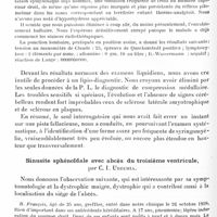 0328 - Page 264 - Société de neurologie de Paris. Séance du 7 février 1929. A propos du procès-verbal. Syringomyélie à forme monoplégique, sans atrophie apparente. Syndrome d'irritation sympathique homolatérale, par Edgar Langlois et Jean Saucier..., présentés par M. Souques / Sinusite sphénoïdale avec abcès du troisième ventricule, par C. I. Urechia