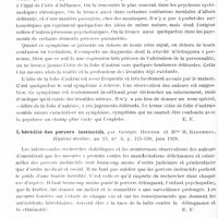 0416 - Page 352 - Analyses. Psychiatrie. Études générales. Sémiologie. La folie d'autrui. Contribution à l'étude de l'interpsychologie morbide, par F. d'Hollander et E. de Greeff... Journal de neurologie et de psychiatrie... / L'hérédité des pervers instincts, par Georges Heuyer et Mlle M. Badonnel. Hygiène mentale... / Stérilisation eugénique en Californie, par Paul Popenoe. J. of nervous and mental Diseases...