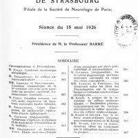 0425 - Page 361 - Réunion neurologique de Strasbourg (Filiale de la Société de neurologie de Paris). Séance du 15 mai 1926. Sommaire / Communications et présentations. Syndrome myotonique atrophique, par le Dr Folly