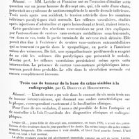 0435 - Page 371 - Réunion neurologique de Strasbourg (Filiale de la Société de neurologie de Paris). Séance du 15 novembre 1926. Communications et présentations. Rôle de la congestion veineuse dans certaines sympathalgies, par M. L. Reys / Sur l'état de la vaso-motricité après section complète de la moelle, par MM. Leriche et Fontaine / Trois cas de tumeur de la base du crâne visibles à la radiographie, par G. Dreyfus et Hochstetter