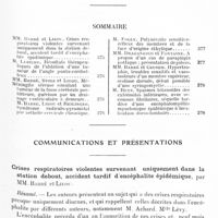 0439 - Page 375 - Réunion neurologique de Strasbourg (Filiale de la Société de neurologie de Paris). Séance du 15 janvier 1927. Sommaire / Communications et présentations. Crises respiratoires violentes survenant uniquement dans la station debout, accident tardif d'encéphalite épidémique, par MM. Barré et Lieou