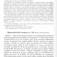 0468 - Page 404 - Réunion neurologique de Strasbourg (Filiale de la Société de neurologie de Paris). Séance du 19 mai 1928. Communications et présentations. Myotonie atrophique familiale, par MM. Barré, Folly et Metzger / Hyperréflectivité masquée, par MM. Barré et Alfandary