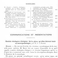 0470 - Page 406 - Réunion neurologique de Strasbourg (Filiale de la Société de neurologie de Paris). Séance du 6 décembre 1928. Sommaire / Communications et présentations. Entités étiologico-cliniques (de la place qu'elles doivent tenir en neuropathologie), par M. J.-A. Barré