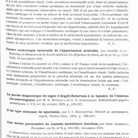 0615 - Page 545 - Analyses. Neurologie. Études générales. Sémiologie. L'involution tensionnelle et ses manifestations physiques et cérébrales, par A. Dumas... Bulletins et mémoires de la Société médicale des hôpitaux de Paris... / Forme cachectique terminale de l'hypertension artérielle, par Camille Lian. Bulletins et mémoires de la Société médicale des hôpitaux de Paris... / Une forme particulière de maladie héréditaire familiale, par Marc Serejski. Encéphale... / Considérations relatives à la pycnolepsie, par M. Moreau. Journal de neurologie et de psychiatrie...