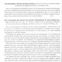 0618 - Page 548 - Analyses. Neurologie. Études spéciales. Cerveau. L'encéphalographie, par Paul Meignant. Gazette des hôpitaux... / Un anencéphale ; histoire anatomo-clinique, par Nayrac et Patoir. Réunion médico-chirurgicale des hôpitaux de Lille... / Sur l'extirpation des tumeurs du cerveau. Présentation de huit malades guéris, par Clovis Vincent, Th. de Martel et Marcel David. Bulletins et mémoires de la Société médicale des hôpitaux de Paris...