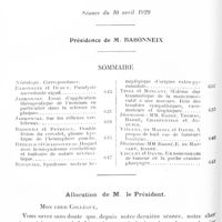0696 - Page 626 - Société de neurologie de Paris. Séance du 10 avril 1929. Sommaire / Allocution de M. le Président / Correspondance